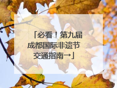 必看！第九届成都国际非遗节交通指南→